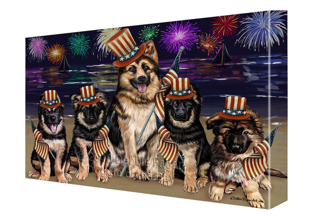 4th of July Independence Day Firework German Shepherds Dog Canvas Wall Art CVS55776