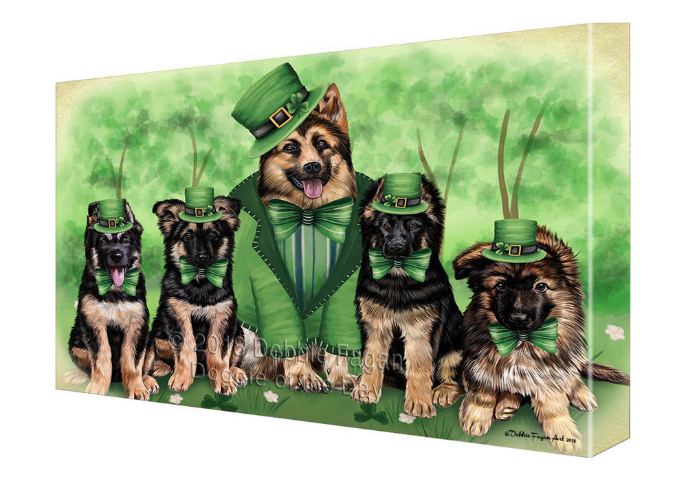 St. Patricks Day Irish Family Portrait German Shepherds Dog Canvas Wall Art CVS54849