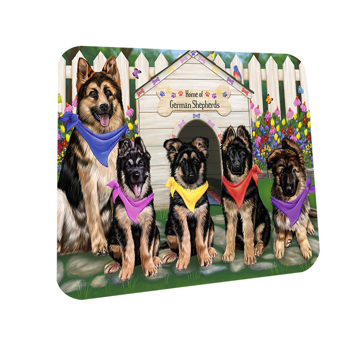 Spring Dog House German Shepherds Dog Coasters Set of 4 CST49838