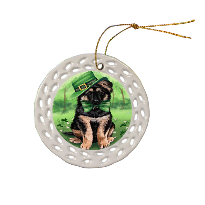 St. Patricks Day Irish Portrait German Shepherd Dog Ceramic Doily Ornament DPOR48805
