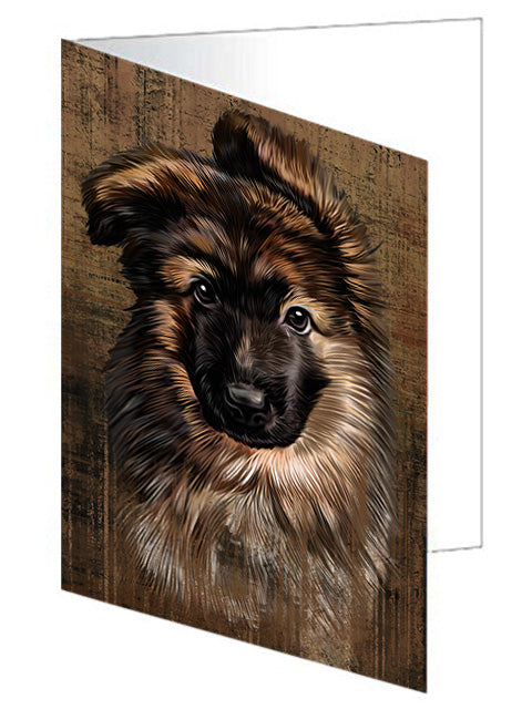 Rustic German Shepherd Dog Handmade Artwork Assorted Pets Greeting Cards and Note Cards with Envelopes for All Occasions and Holiday Seasons GCD55268