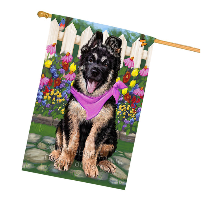 Spring Floral German Shepherd Dog House Flag FLG49845
