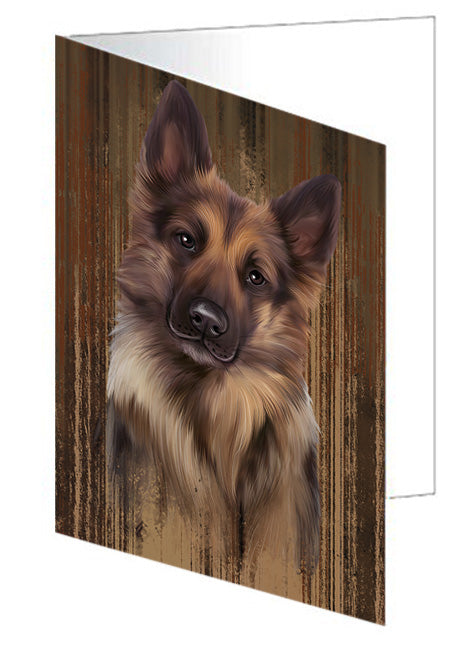 Rustic German Shepherd Dog Handmade Artwork Assorted Pets Greeting Cards and Note Cards with Envelopes for All Occasions and Holiday Seasons GCD55745