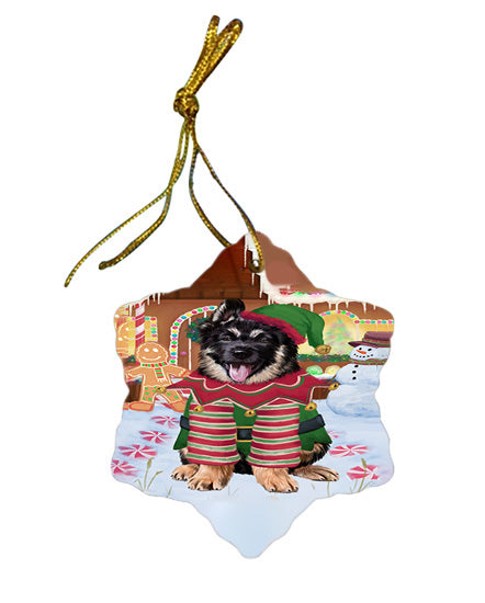 Christmas Gingerbread House Candyfest German Shepherd Dog Star Porcelain Ornament SPOR56690