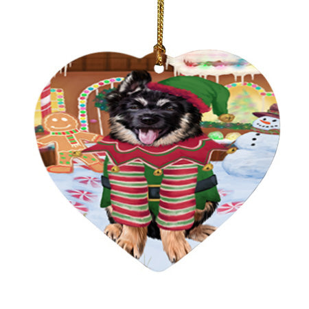 Christmas Gingerbread House Candyfest German Shepherd Dog Heart Christmas Ornament HPOR56690