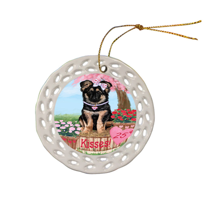 Rosie 25 Cent Kisses German Shepherd Dog Ceramic Doily Ornament DPOR56223