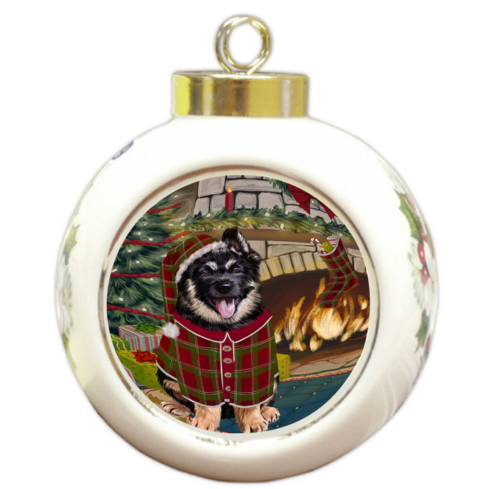 The Stocking was Hung German Shepherd Dog Round Ball Christmas Ornament RBPOR55664