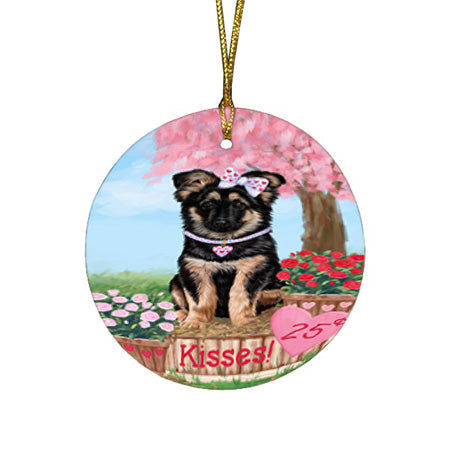 Rosie 25 Cent Kisses German Shepherd Dog Round Flat Christmas Ornament RFPOR56223