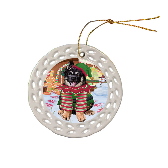 Christmas Gingerbread House Candyfest German Shepherd Dog Ceramic Doily Ornament DPOR56690