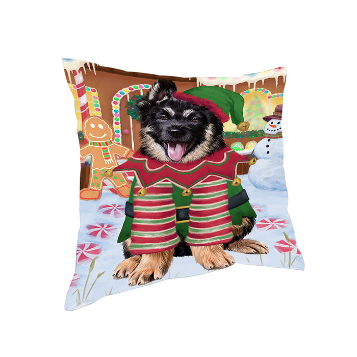 Christmas Gingerbread House Candyfest German Shepherd Dog Pillow PIL79628