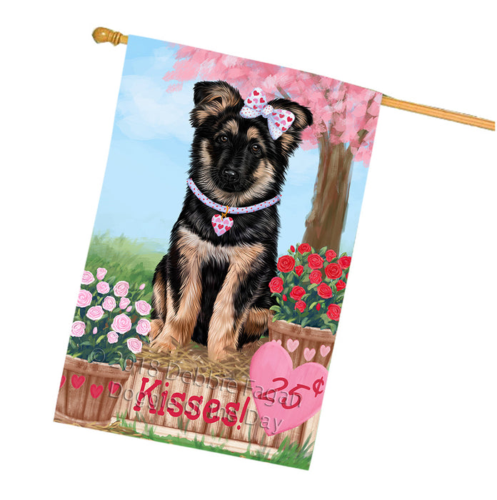 Rosie 25 Cent Kisses German Shepherd Dog House Flag FLG56551