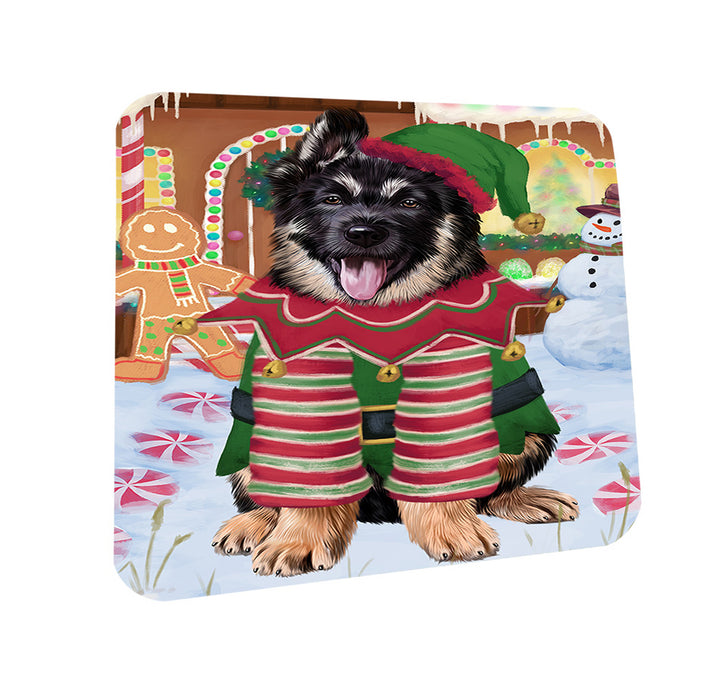 Christmas Gingerbread House Candyfest German Shepherd Dog Coasters Set of 4 CST56292