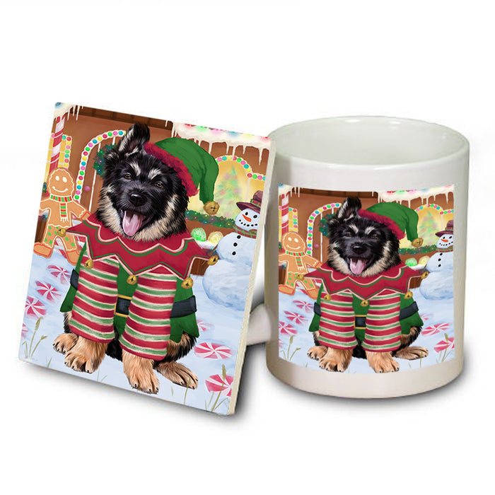 Christmas Gingerbread House Candyfest German Shepherd Dog Mug and Coaster Set MUC56326