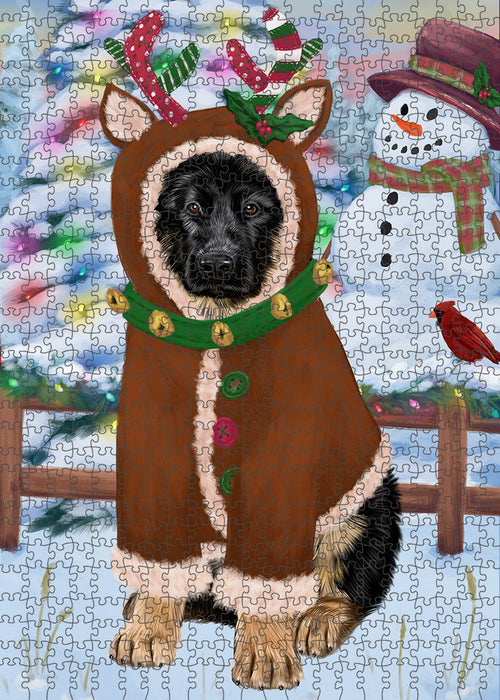 Christmas Gingerbread House Candyfest German Shepherd Dog Puzzle with Photo Tin PUZL93540