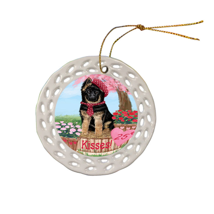 Rosie 25 Cent Kisses German Shepherd Dog Ceramic Doily Ornament DPOR56224
