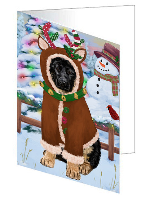 Christmas Gingerbread House Candyfest German Shepherd Dog Handmade Artwork Assorted Pets Greeting Cards and Note Cards with Envelopes for All Occasions and Holiday Seasons GCD73520