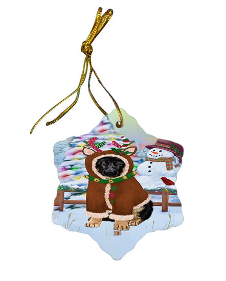 Christmas Gingerbread House Candyfest German Shepherd Dog Star Porcelain Ornament SPOR56691