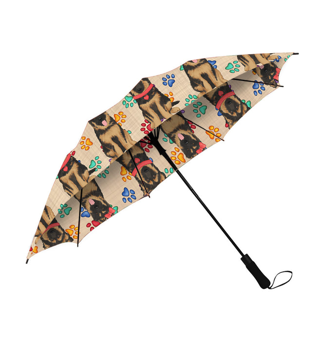 Rainbow Paw Print German Shepherd Dogs Red Semi-Automatic Foldable Umbrella