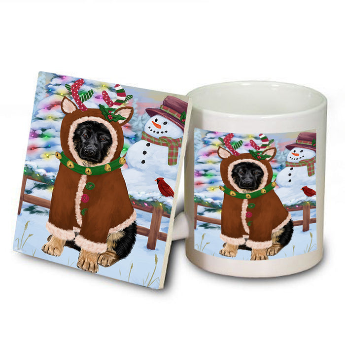 Christmas Gingerbread House Candyfest German Shepherd Dog Mug and Coaster Set MUC56327