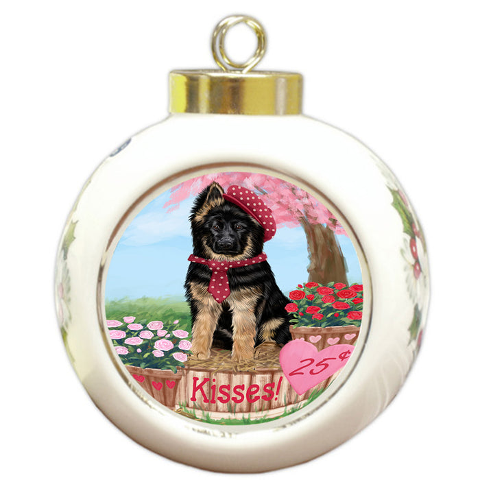 Rosie 25 Cent Kisses German Shepherd Dog Round Ball Christmas Ornament RBPOR56224