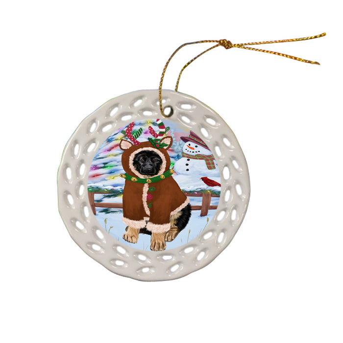 Christmas Gingerbread House Candyfest German Shepherd Dog Ceramic Doily Ornament DPOR56691