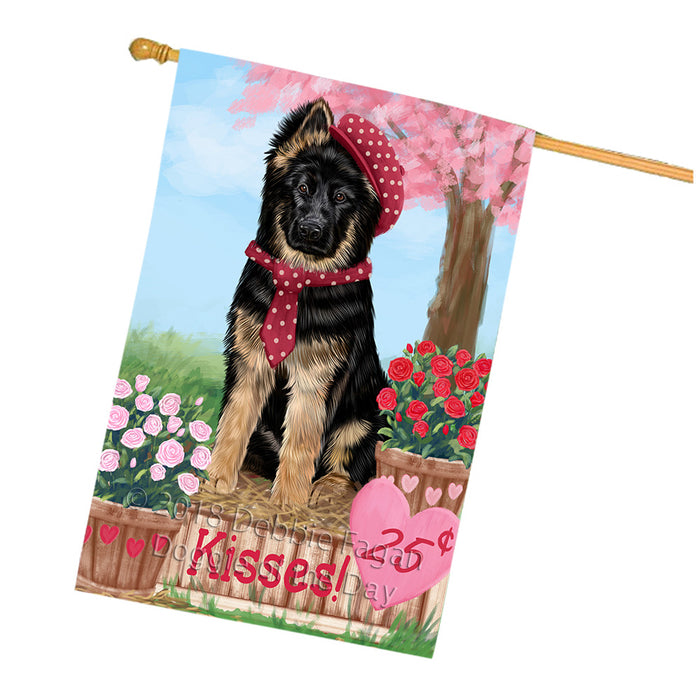 Rosie 25 Cent Kisses German Shepherd Dog House Flag FLG56552
