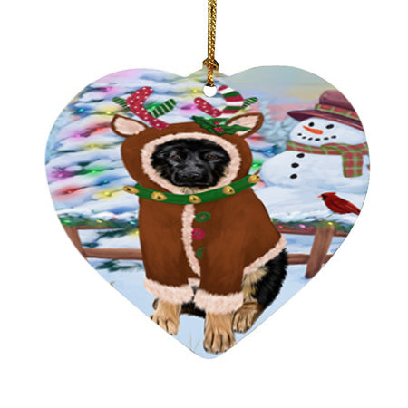 Christmas Gingerbread House Candyfest German Shepherd Dog Heart Christmas Ornament HPOR56691