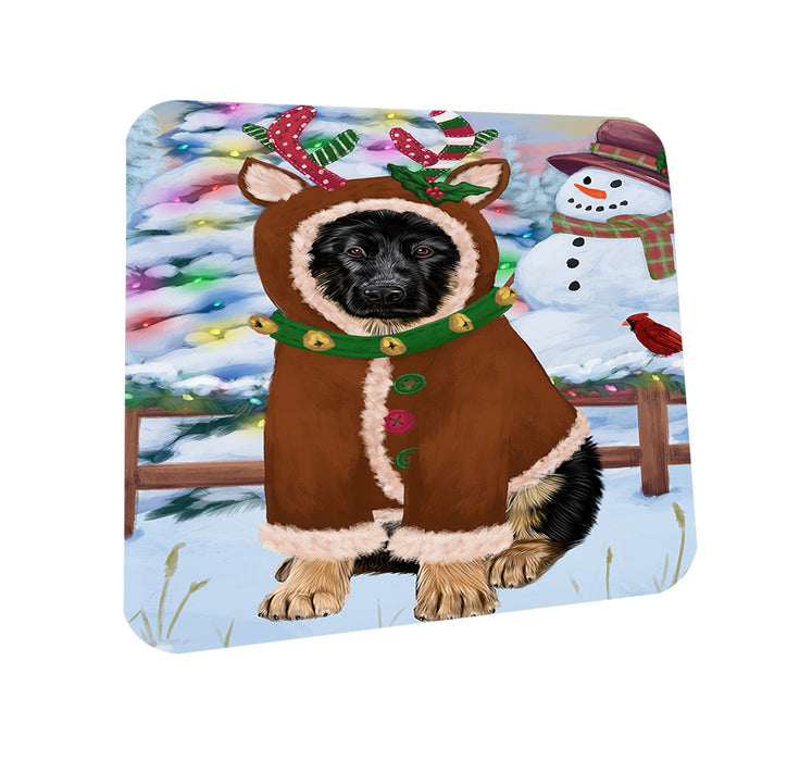 Christmas Gingerbread House Candyfest German Shepherd Dog Coasters Set of 4 CST56293