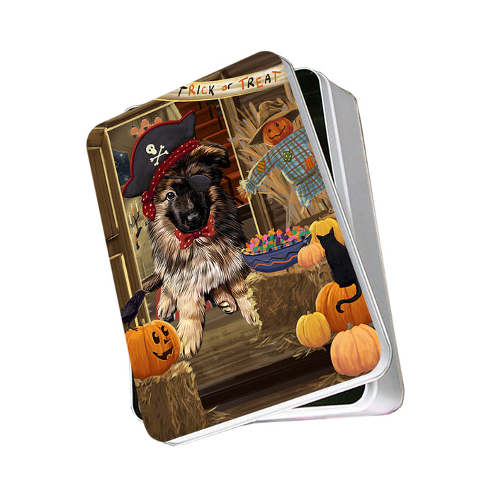 Enter at Own Risk Trick or Treat Halloween German Shepherd Dog Photo Storage Tin PITN53126