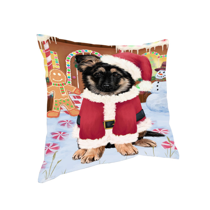 Christmas Gingerbread House Candyfest German Shepherd Dog Pillow PIL79636