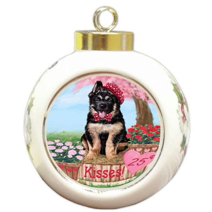 Rosie 25 Cent Kisses German Shepherd Dog Round Ball Christmas Ornament RBPOR56225