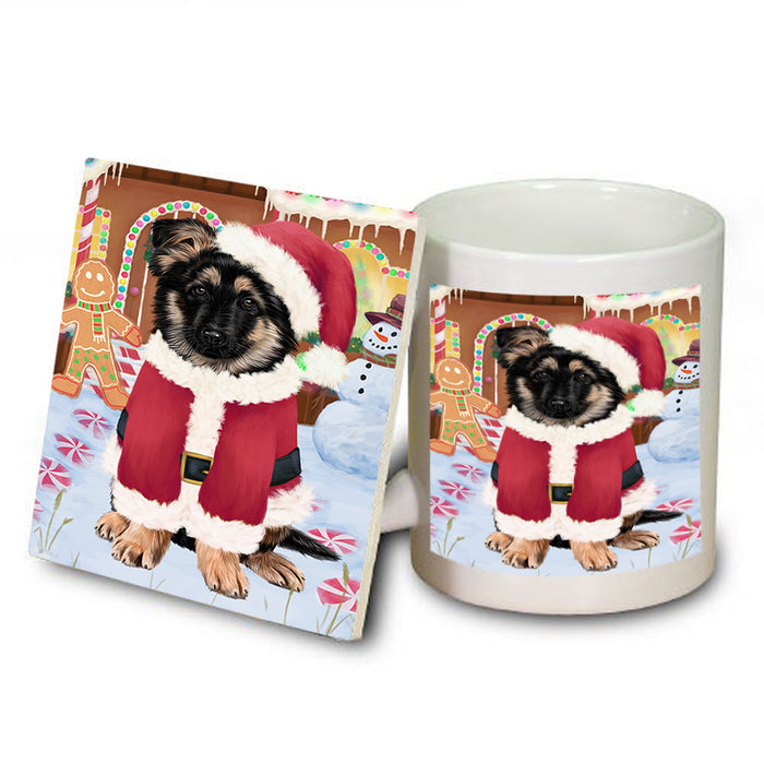 Christmas Gingerbread House Candyfest German Shepherd Dog Mug and Coaster Set MUC56328