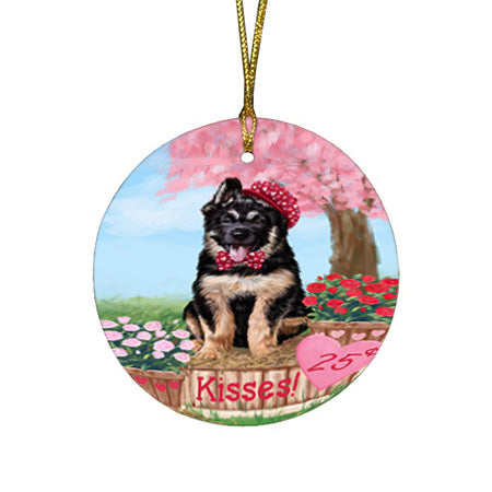 Rosie 25 Cent Kisses German Shepherd Dog Round Flat Christmas Ornament RFPOR56225