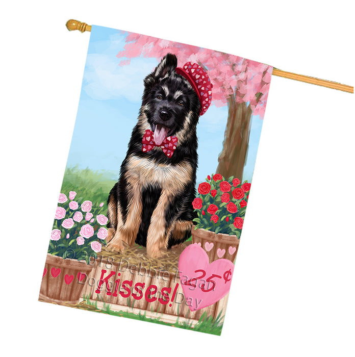 Rosie 25 Cent Kisses German Shepherd Dog House Flag FLG56553