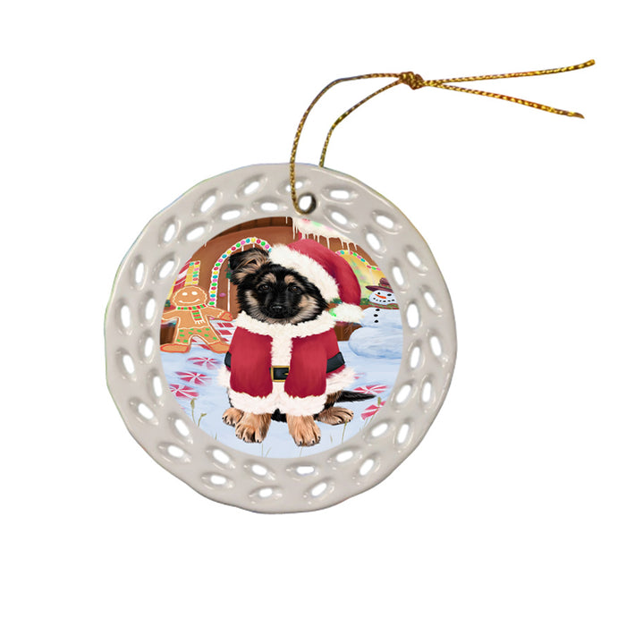 Christmas Gingerbread House Candyfest German Shepherd Dog Ceramic Doily Ornament DPOR56692