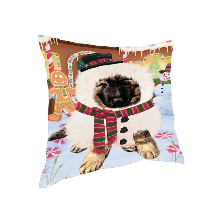 Christmas Gingerbread House Candyfest German Shepherd Dog Pillow PIL79640