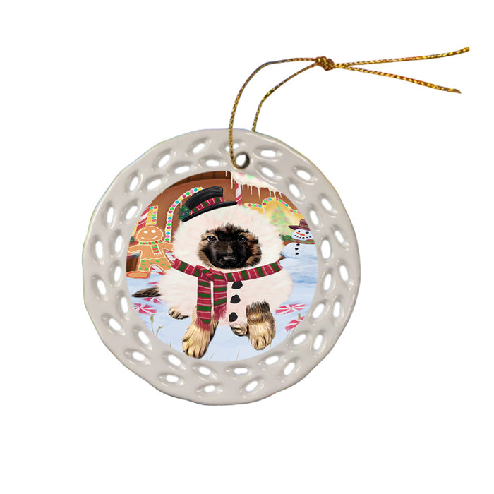 Christmas Gingerbread House Candyfest German Shepherd Dog Ceramic Doily Ornament DPOR56693
