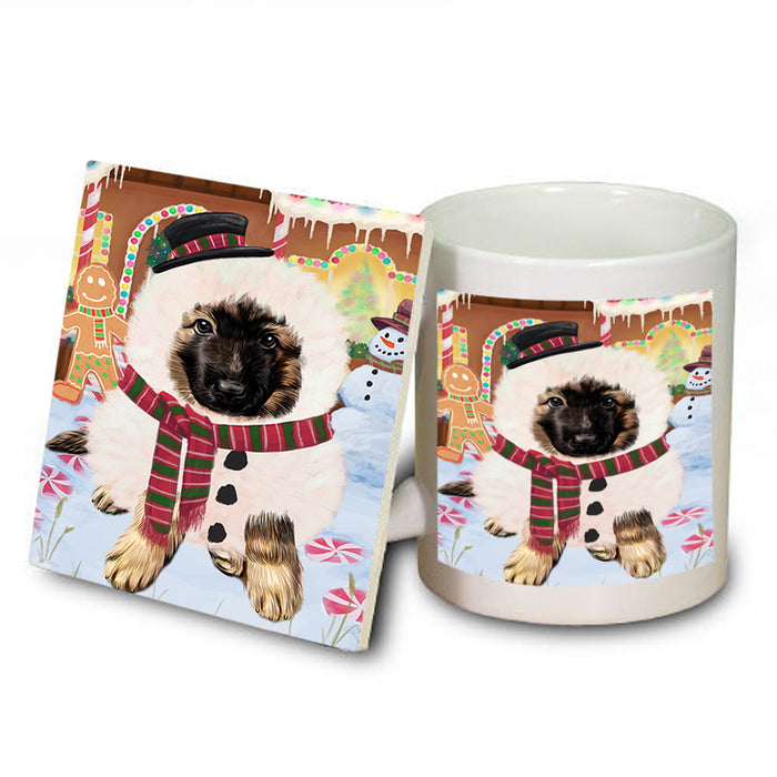 Christmas Gingerbread House Candyfest German Shepherd Dog Mug and Coaster Set MUC56329