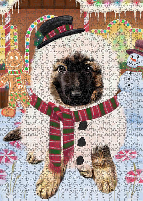 Christmas Gingerbread House Candyfest German Shepherd Dog Puzzle with Photo Tin PUZL93548