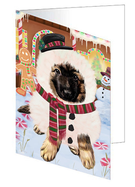 Christmas Gingerbread House Candyfest German Shepherd Dog Handmade Artwork Assorted Pets Greeting Cards and Note Cards with Envelopes for All Occasions and Holiday Seasons GCD73526