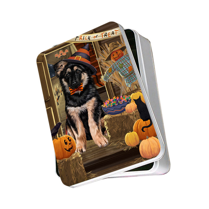 Enter at Own Risk Trick or Treat Halloween German Shepherd Dog Photo Storage Tin PITN53128