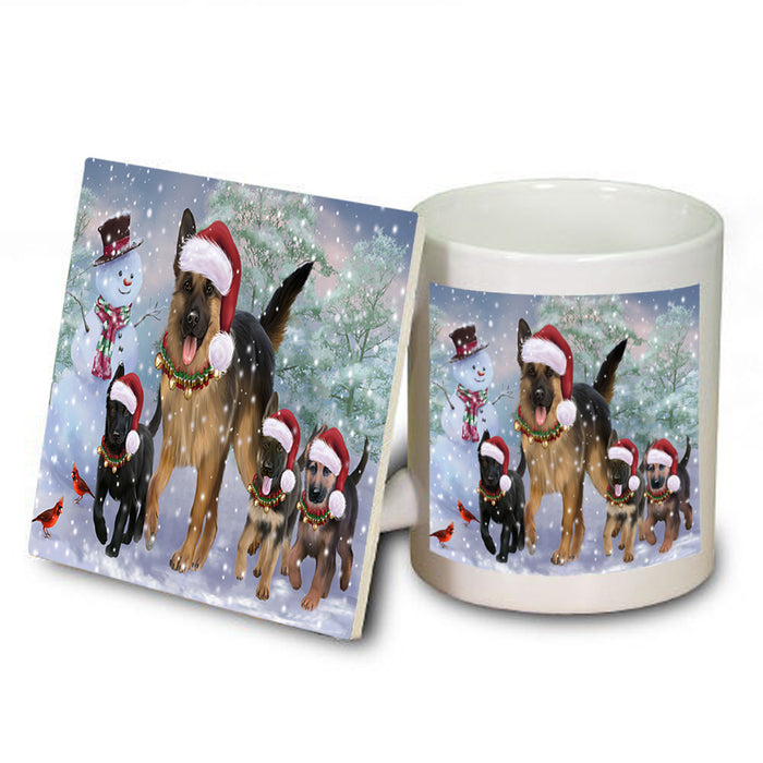 Christmas Running Family Dogs German Shepherds Dog Mug and Coaster Set MUC54214