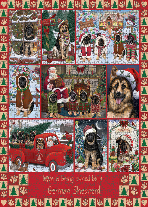 Love is Being Owned Christmas German Shepherd Dogs Puzzle with Photo Tin PUZL99376