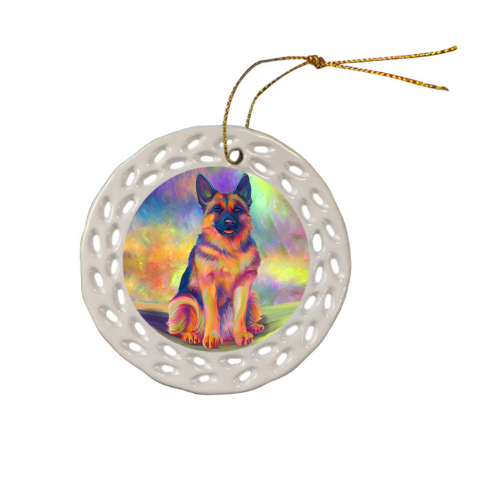 Paradise Wave German Shepherd Dog Ceramic Doily Ornament DPOR56426