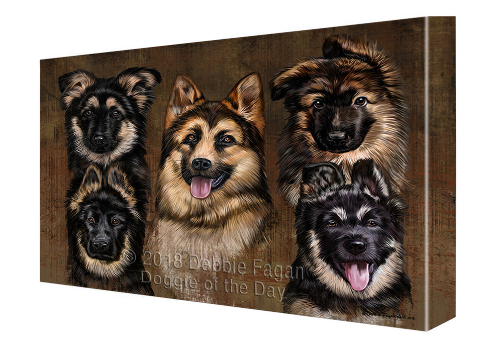 Rustic 5 German Shepherds Dog Canvas Wall Art CVS61617