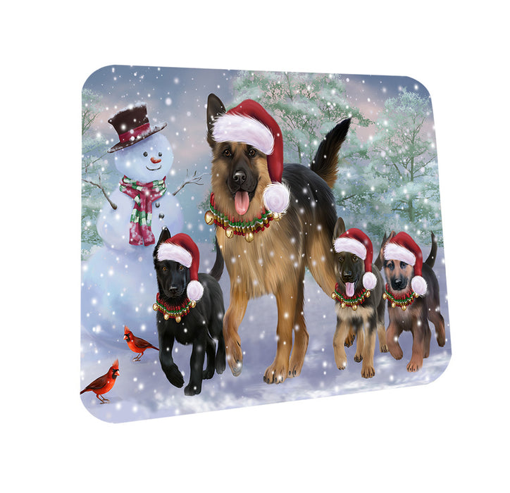 Christmas Running Family Dogs German Shepherds Dog Coasters Set of 4 CST54180