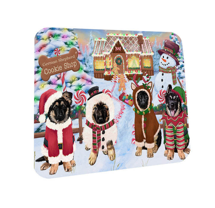 Holiday Gingerbread Cookie Shop German Shepherds Dog Coasters Set of 4 CST56358