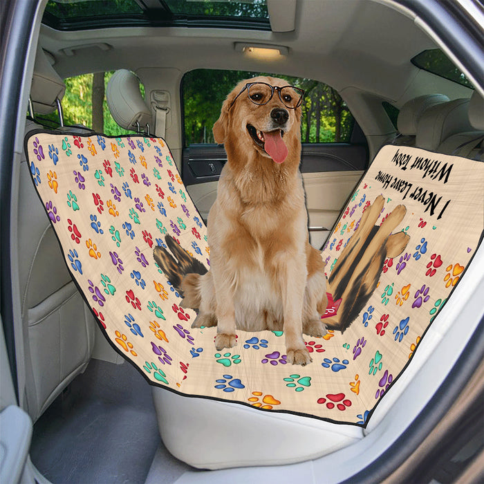 Personalized I Never Leave Home Paw Print German Shepherd Dogs Pet Back Car Seat Cover
