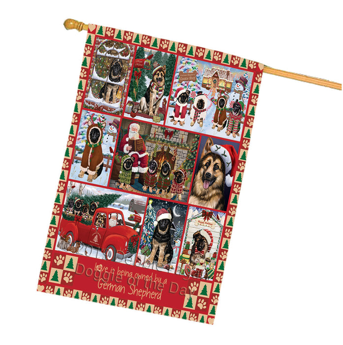 Love is Being Owned Christmas German Shepherd Dogs House Flag FLG66064