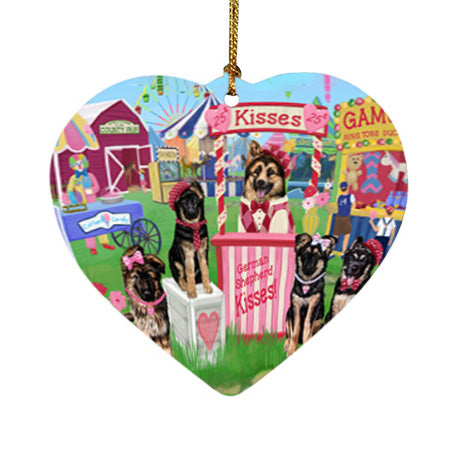 Carnival Kissing Booth German Shepherds Dog Heart Christmas Ornament HPOR56190